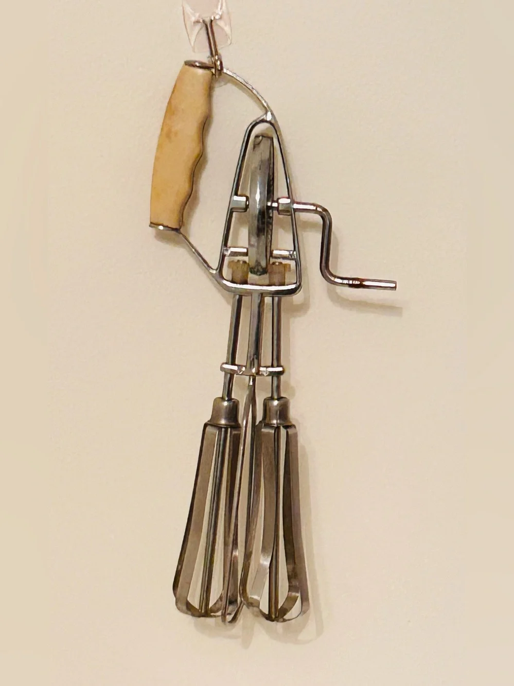 Vintage Stainless Steel Hand Mixer with Cream Handle